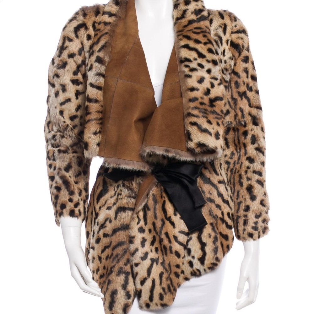 CH Carolina Herrera leopard print shearling jacket